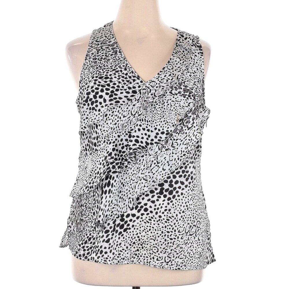 Women's Black and White Sleeveless Top